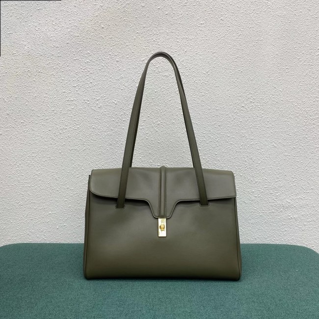 Celine LARGE SOFT 16 BAG IN SUPPLE GRAINED CALFSKIN 194043 green