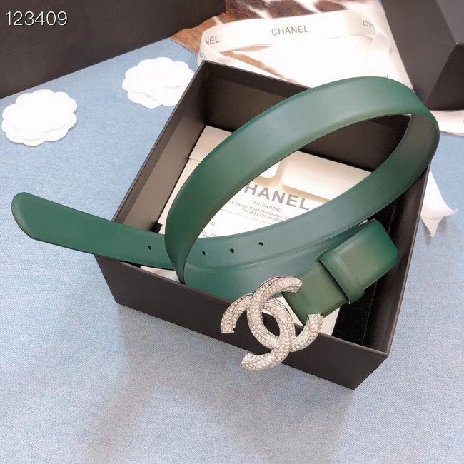 Chanel Original Calf Leather 3602 green&Silver