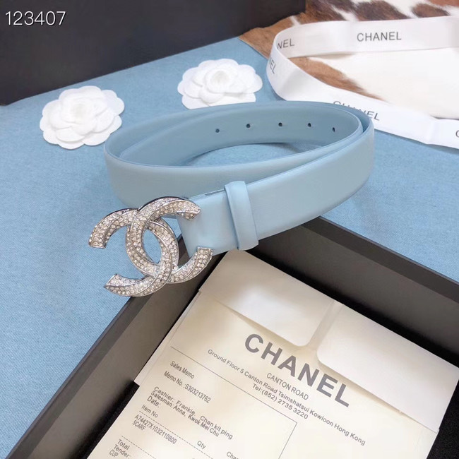 Chanel Original Calf Leather 3602 light blue&Silver