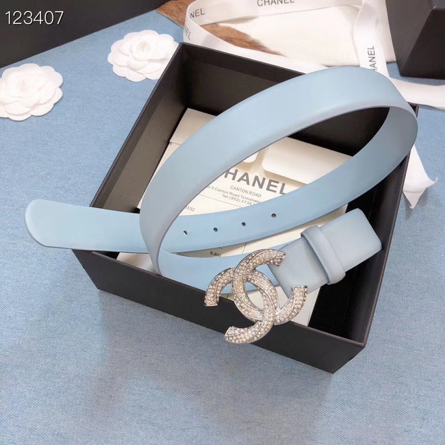 Chanel Original Calf Leather 3602 light blue&Silver