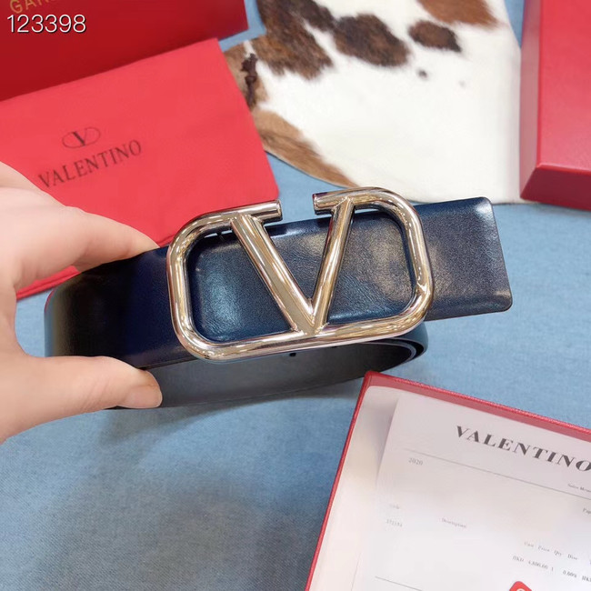 Valentino Original Calf Leather Belt wide 4.0CM 3603 blue