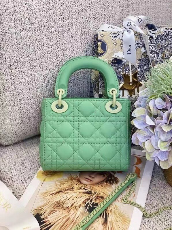 Dior Lady Dior Bag Original Sheepskin Leather CD5501 green