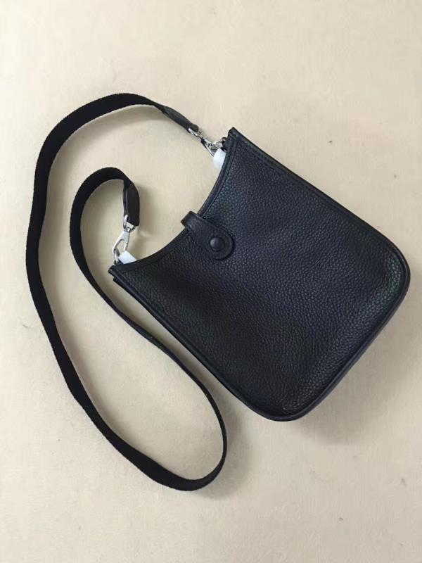 Hermes Evelyne mini 17cm Original Calf Leather Messenger Bag H1187 Black