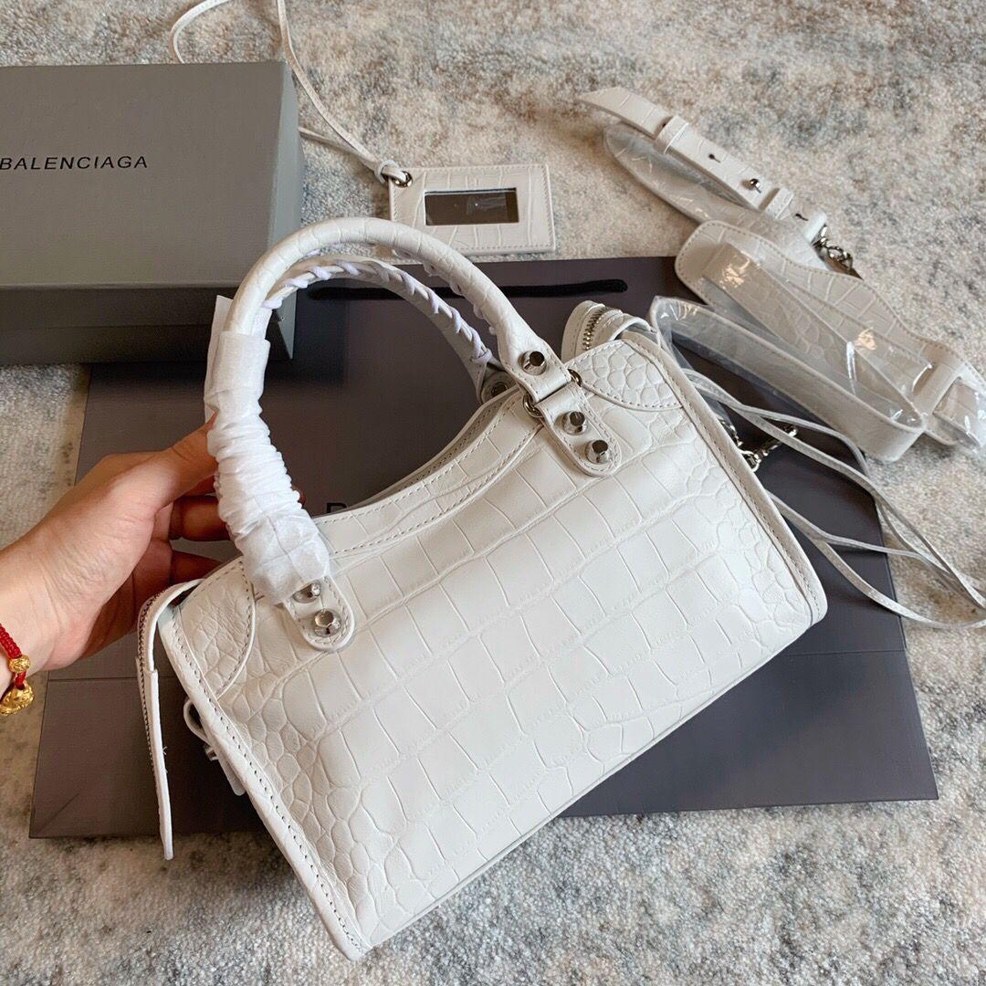 Balenciaga Classic Crocodile Leather Bag B300296 white