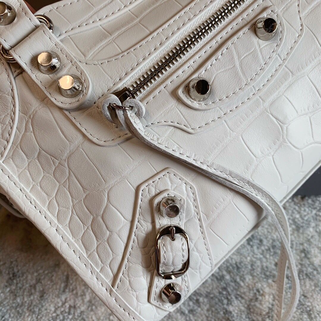 Balenciaga Classic Crocodile Leather Bag B300296 white