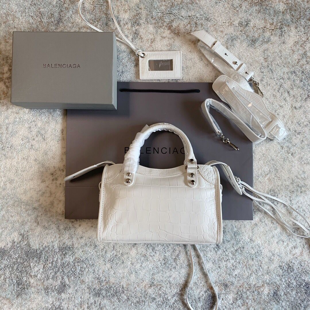 Balenciaga Classic Crocodile Leather Bag B300296 white