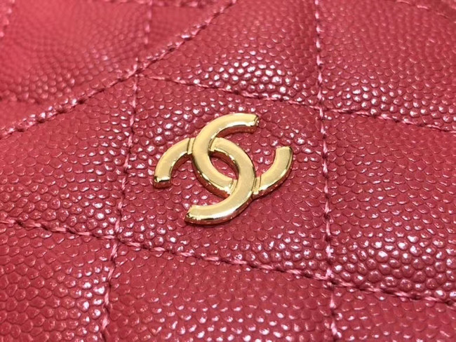 Chanel Calfskin Leather Card packet & Gold-Tone Metal A81598 pink