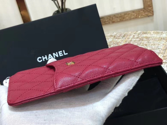 Chanel Calfskin Leather Card packet & Gold-Tone Metal A81598 rose