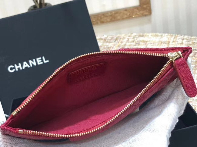 Chanel Calfskin Leather Card packet & Gold-Tone Metal A81598 rose