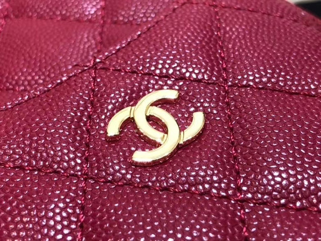 Chanel Calfskin Leather Card packet & Gold-Tone Metal A81598 rose