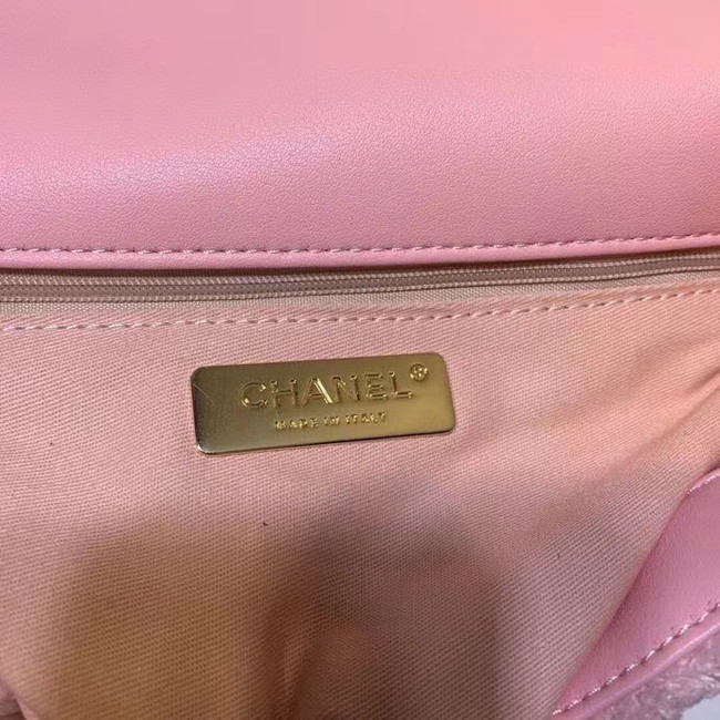 Chanel 19 wool flap bag AS1160 pink