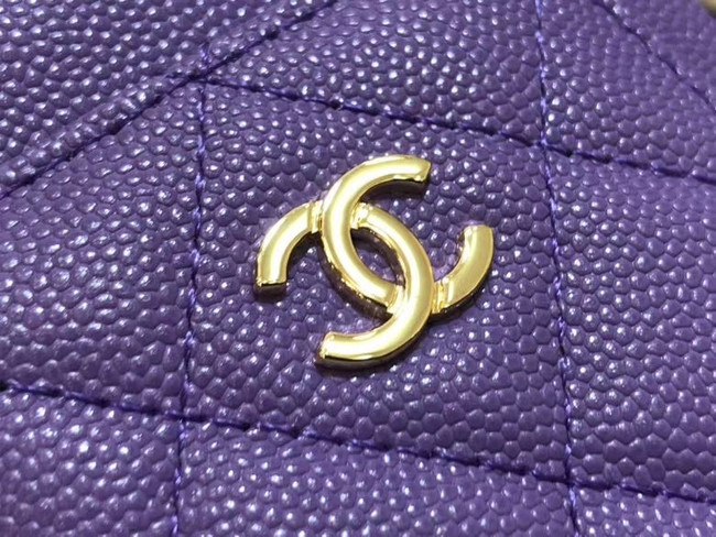 Chanel Calfskin Chain Card packet & Gold-Tone Metal AP0990 Lavender