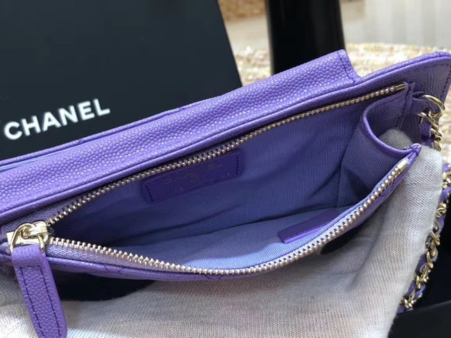 Chanel Calfskin Chain Card packet & Gold-Tone Metal AP0990 Lavender