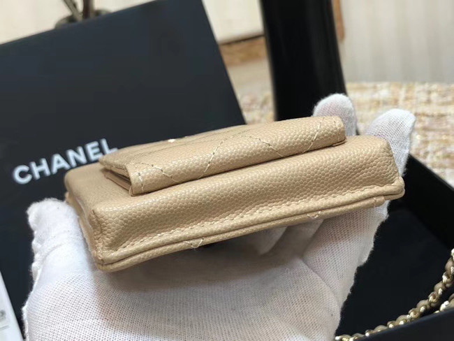 Chanel Calfskin Chain Card packet & Gold-Tone Metal AP0990 beige