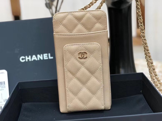 Chanel Calfskin Chain Card packet & Gold-Tone Metal AP0990 beige