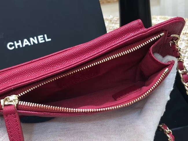 Chanel Calfskin Chain Card packet & Gold-Tone Metal AP0990 rose