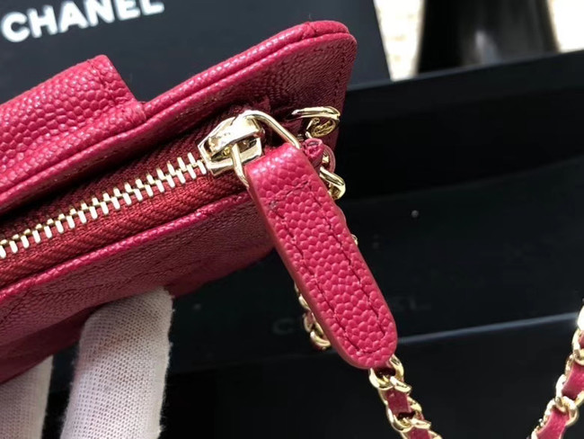 Chanel Calfskin Chain Card packet & Gold-Tone Metal AP0990 rose