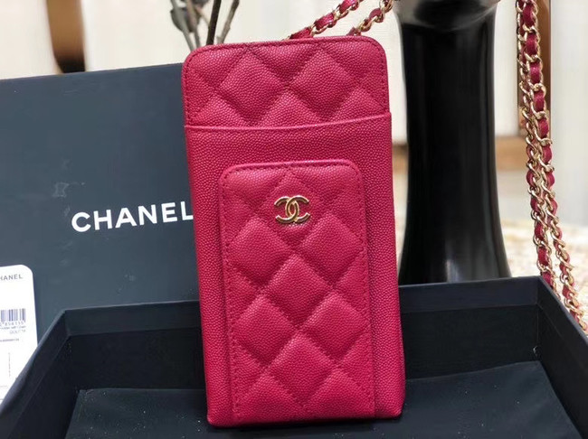 Chanel Calfskin Chain Card packet & Gold-Tone Metal AP0990 rose