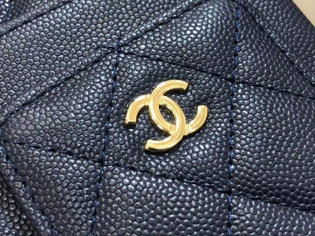 Chanel Calfskin Chain Card packet & Gold-Tone Metal AP0990 royal blue