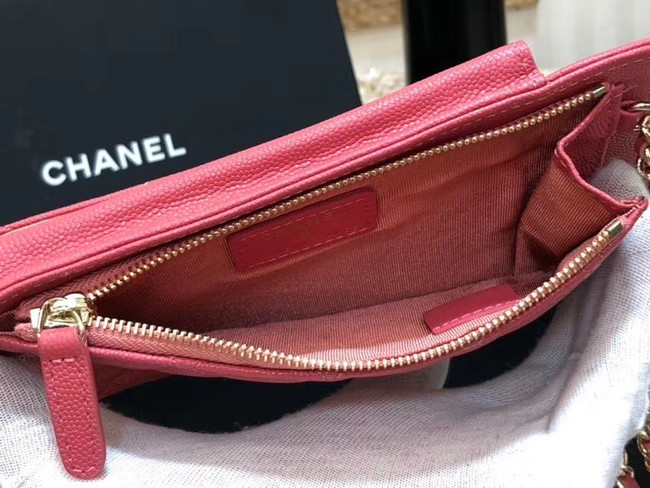 Chanel Calfskin Chain Card packet & Gold-Tone Metal AP0990 pink