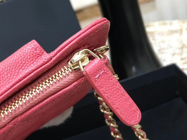 Chanel Calfskin Chain Card packet & Gold-Tone Metal AP0990 pink