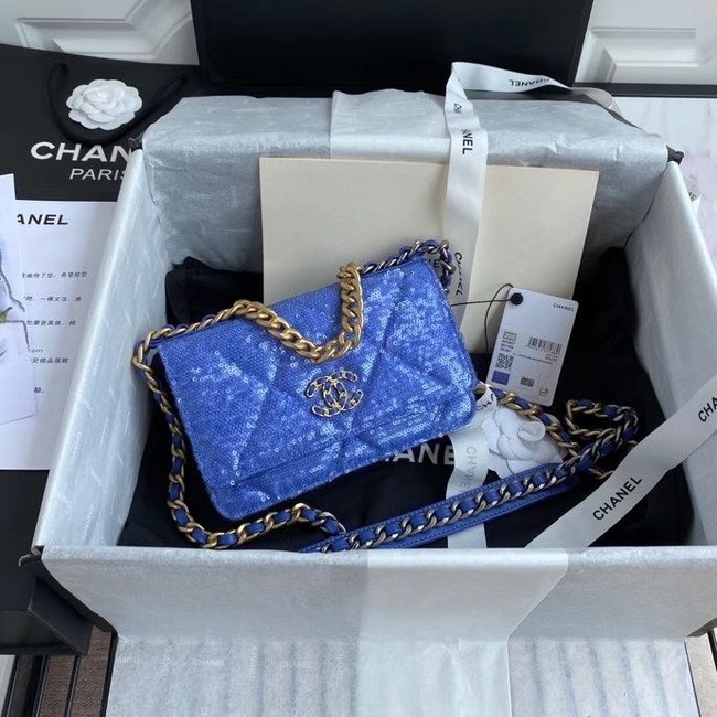 Chanel 19 Chain Wallet WOC AP0957 blue