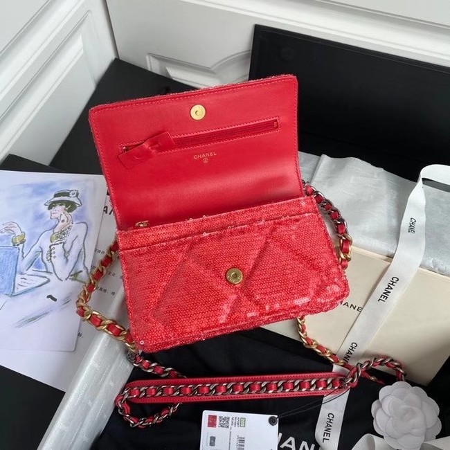 Chanel 19 Chain Wallet WOC AP0957 red