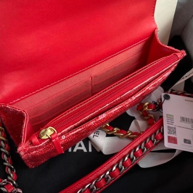 Chanel 19 Chain Wallet WOC AP0957 red