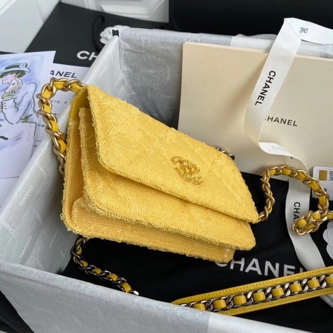 Chanel 19 Chain Wallet WOC AP0957 yellow