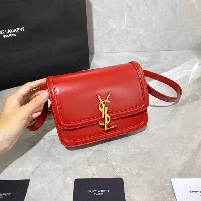 SOLFERINO SMALL SATCHEL IN BOX SAINT LAURENT LEATHER 63430 red