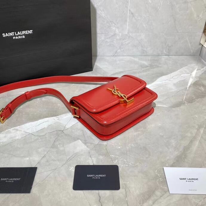 SOLFERINO SMALL SATCHEL IN BOX SAINT LAURENT LEATHER 63430 red