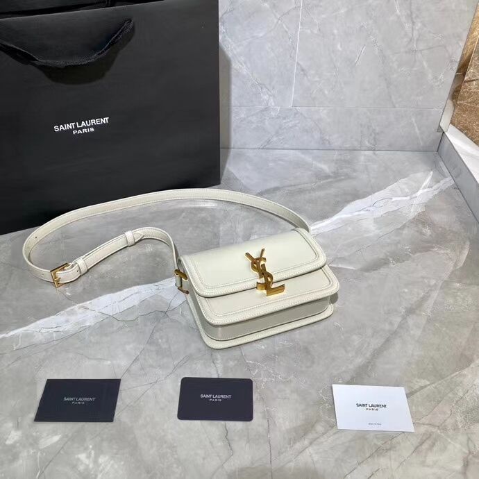 SOLFERINO SMALL SATCHEL IN BOX SAINT LAURENT LEATHER 63430 white