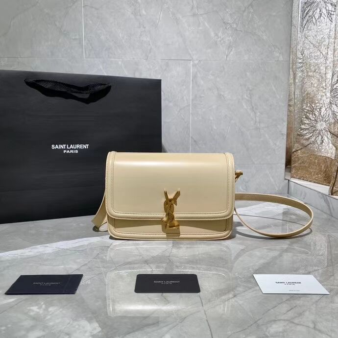 SOLFERINO MEDIUM SATCHEL IN BOX SAINT LAURENT LEATHER Y63435 Beige