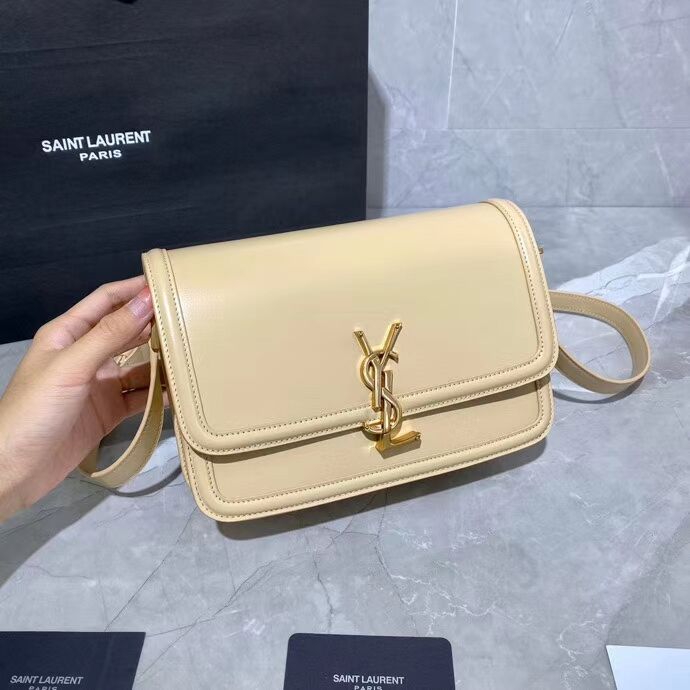 SOLFERINO MEDIUM SATCHEL IN BOX SAINT LAURENT LEATHER Y63435 Beige