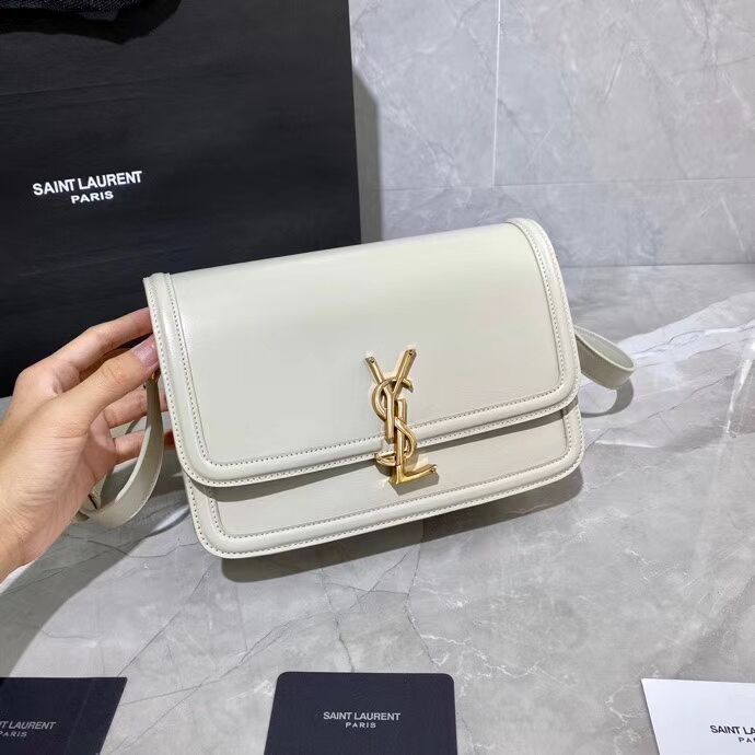 SOLFERINO MEDIUM SATCHEL IN BOX SAINT LAURENT LEATHER Y63435 white