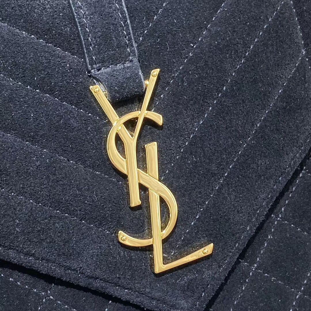 YSL ENVELOPPE MEDIUM BAG IN MIX MATELASSE GRAIN DE POUDRE EMBOSSED IN SUEDE Y487206 black 