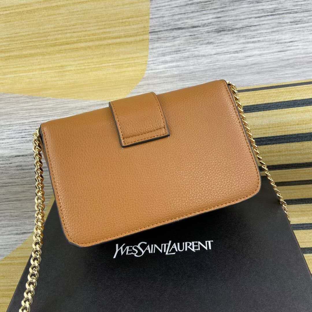 Yves Saint Laurent Calfskin Leather Shoulder Bag Y635629 Brown