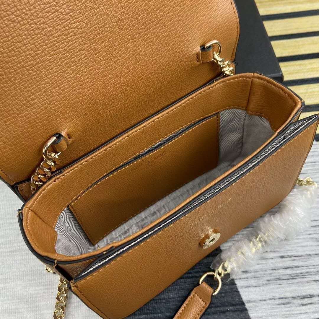 Yves Saint Laurent Calfskin Leather Shoulder Bag Y635629 Brown