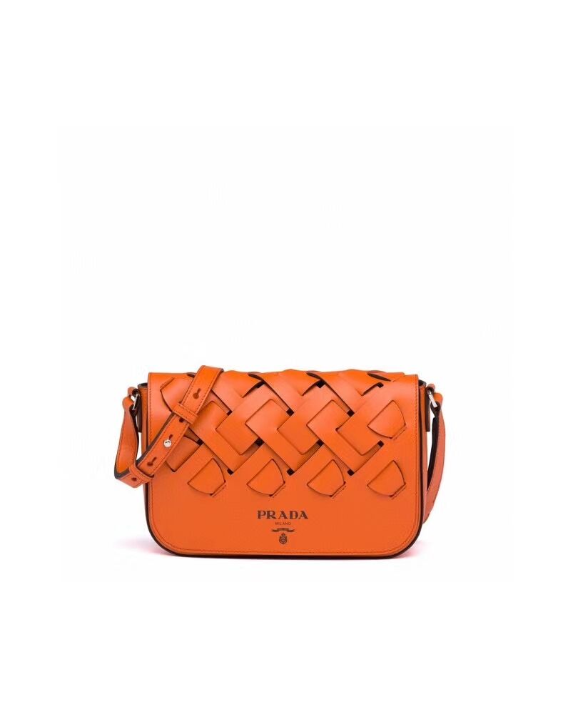 Prada Leather Prada Tress Shoulder Bag 1BD246 orange