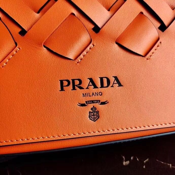 Prada Leather Prada Tress Shoulder Bag 1BD246 orange