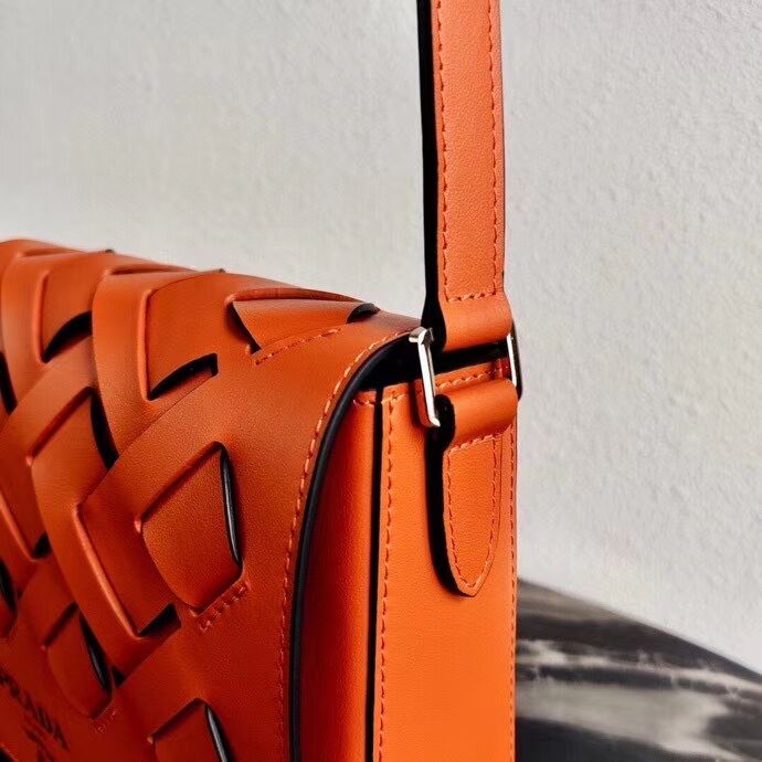 Prada Leather Prada Tress Shoulder Bag 1BD246 orange