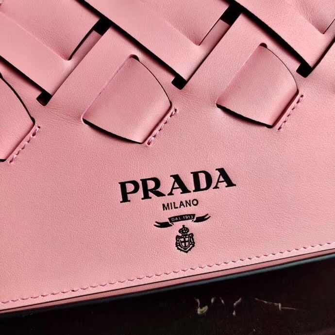 Prada Leather Prada Tress Shoulder Bag 1BD246 pink