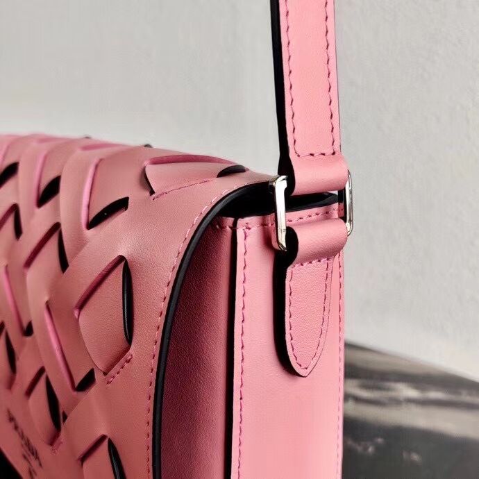 Prada Leather Prada Tress Shoulder Bag 1BD246 pink