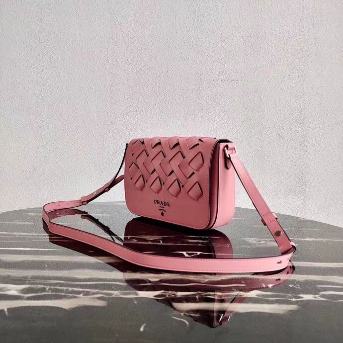 Prada Leather Prada Tress Shoulder Bag 1BD246 pink