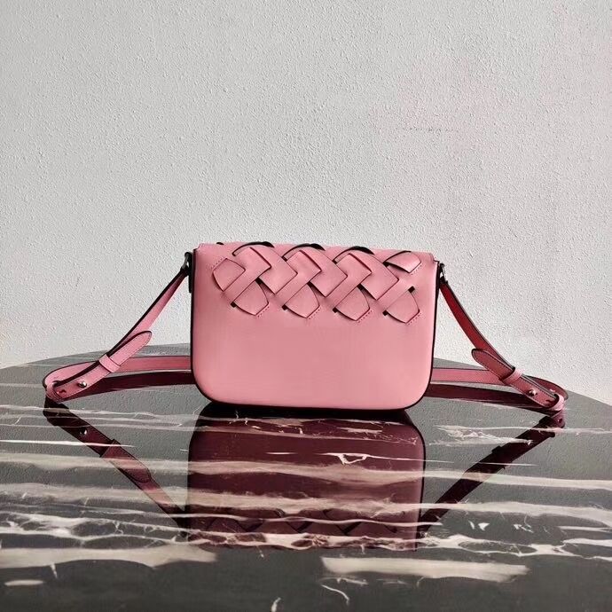 Prada Leather Prada Tress Shoulder Bag 1BD246 pink