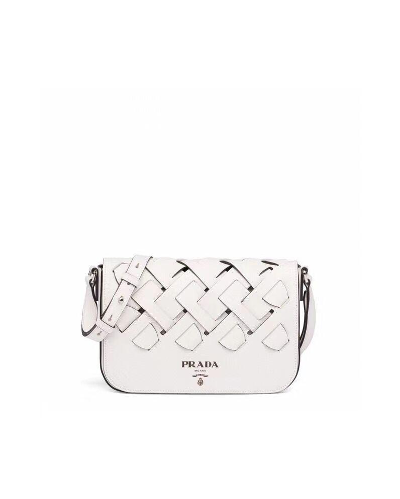 Prada Leather Prada Tress Shoulder Bag 1BD246 white