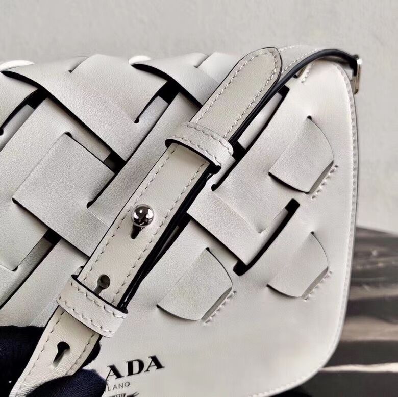 Prada Leather Prada Tress Shoulder Bag 1BD246 white