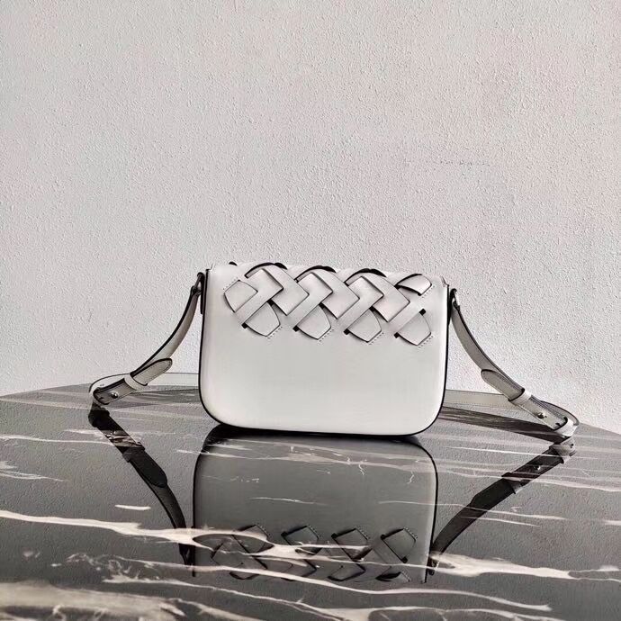 Prada Leather Prada Tress Shoulder Bag 1BD246 white