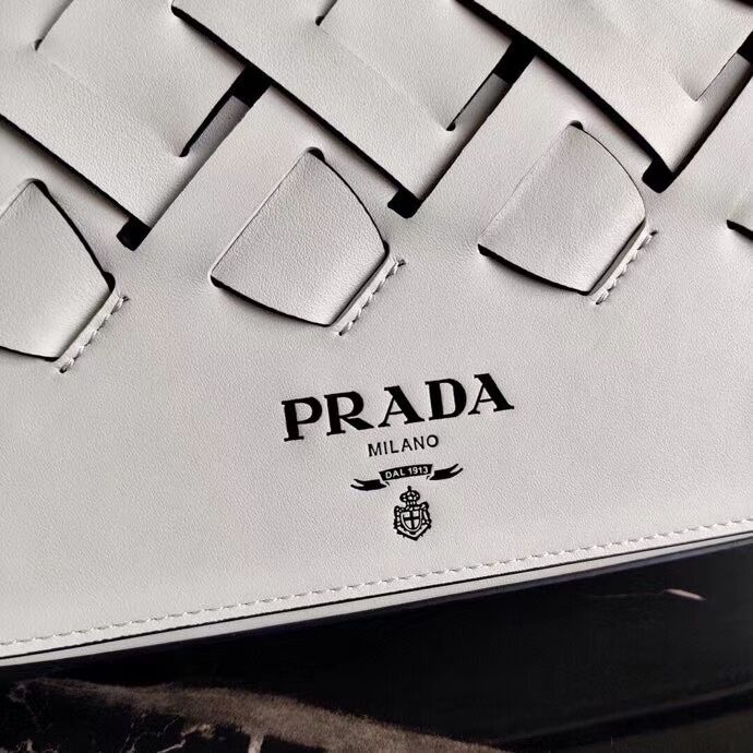 Prada Leather Prada Tress Shoulder Bag 1BD246 white