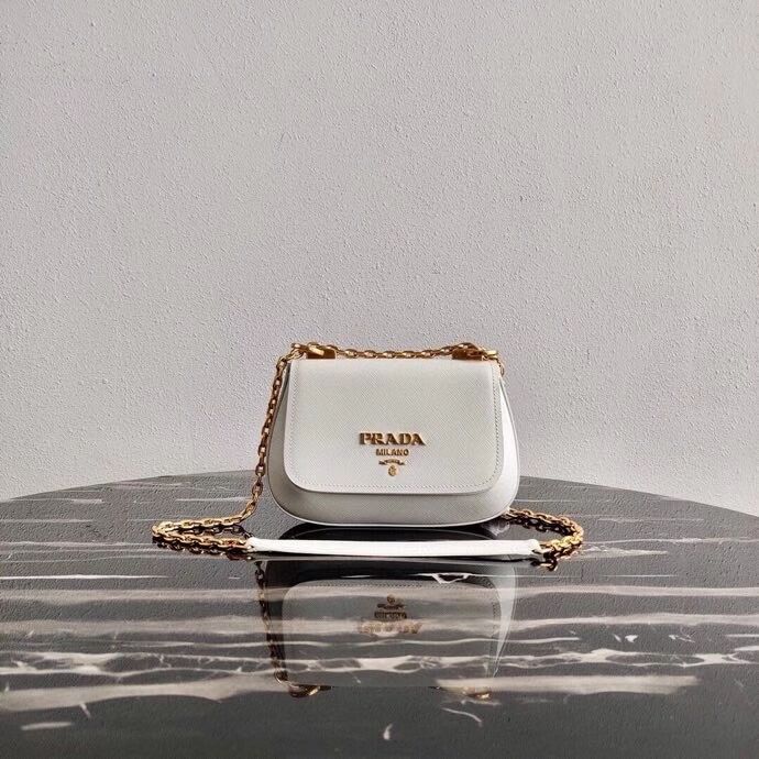 Prada Saffiano leather shoulder bag 2BD275 white